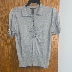 Hillard & Hanson Gray Blouse with Button Accents